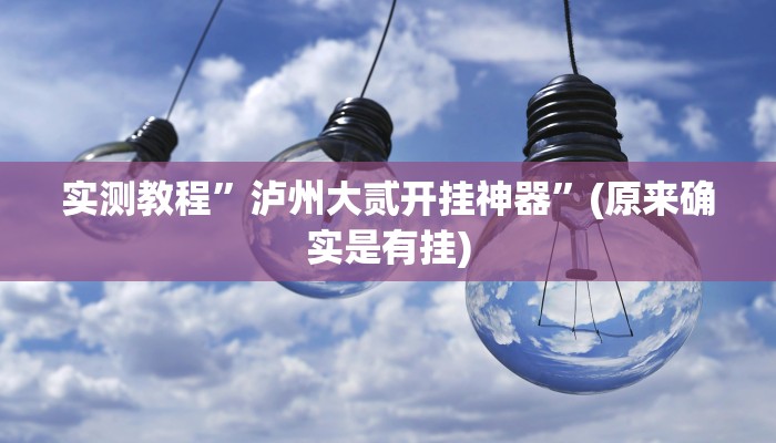 实测教程”泸州大贰开挂神器”(原来确实是有挂)