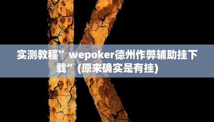 实测教程”wepoker德州作弊辅助挂下载”(原来确实是有挂)