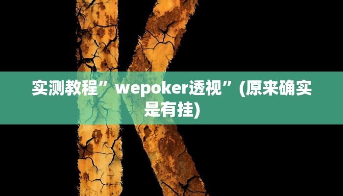 实测教程”wepoker透视”(原来确实是有挂)